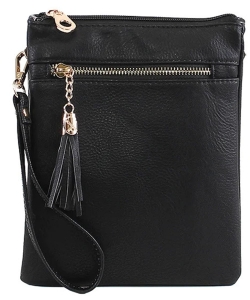 Fashion Crossbody/Messenger Bag with Tassel AD2584 BLACK